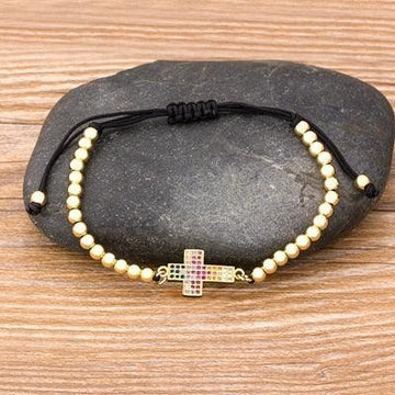New Trendy Jesus Cross Bracelet High Quality AAA Cubic Zirconia Crystals Handmade Adjustable Bracelet - The Jewellery Supermarket